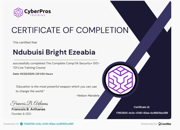 CompTIA Security+ SYO-701 Certified logo